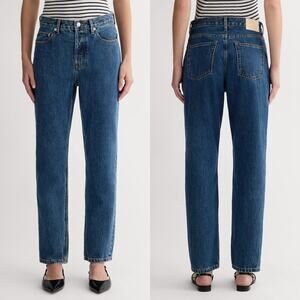Everlane 90s Cheeky Jean Deep Atlantic Blue Organic Denim Straight Leg 23 Ankle